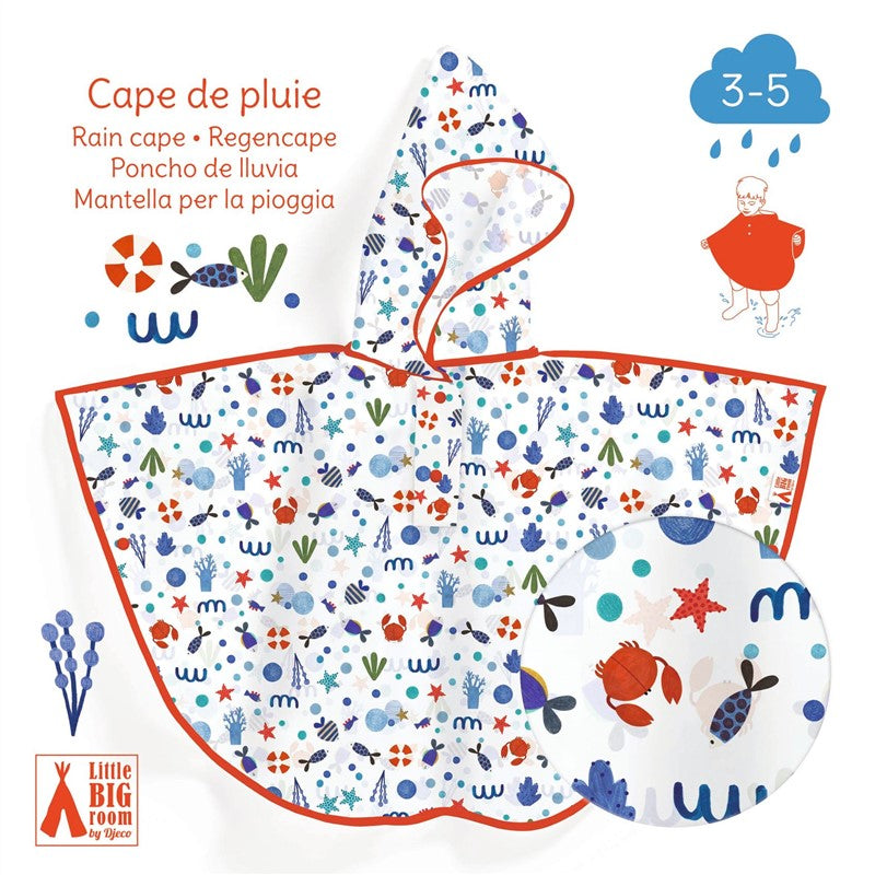 Poncho de lluvia infantil océano – Talla XS (90-110 cm)