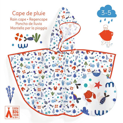 Poncho de lluvia infantil océano – Talla XS (90-110 cm)