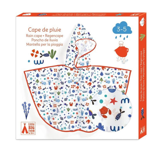Poncho de lluvia infantil océano – Talla XS (90-110 cm)
