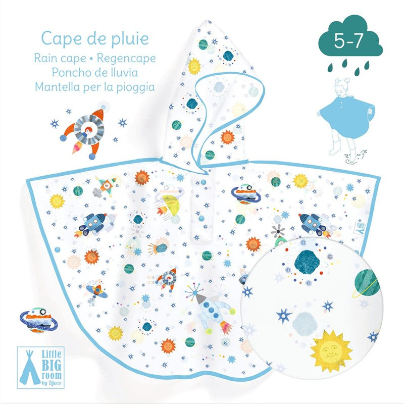 Poncho de lluvia infantil cohete – Talla S (110-122 cm)