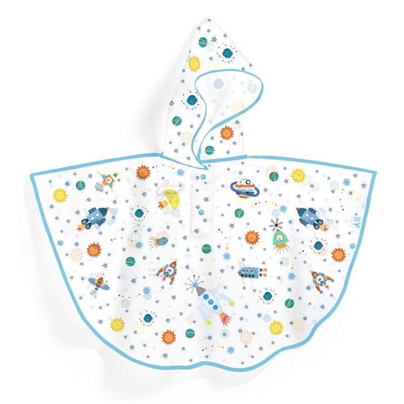 Poncho de lluvia infantil cohete – Talla S (110-122 cm)