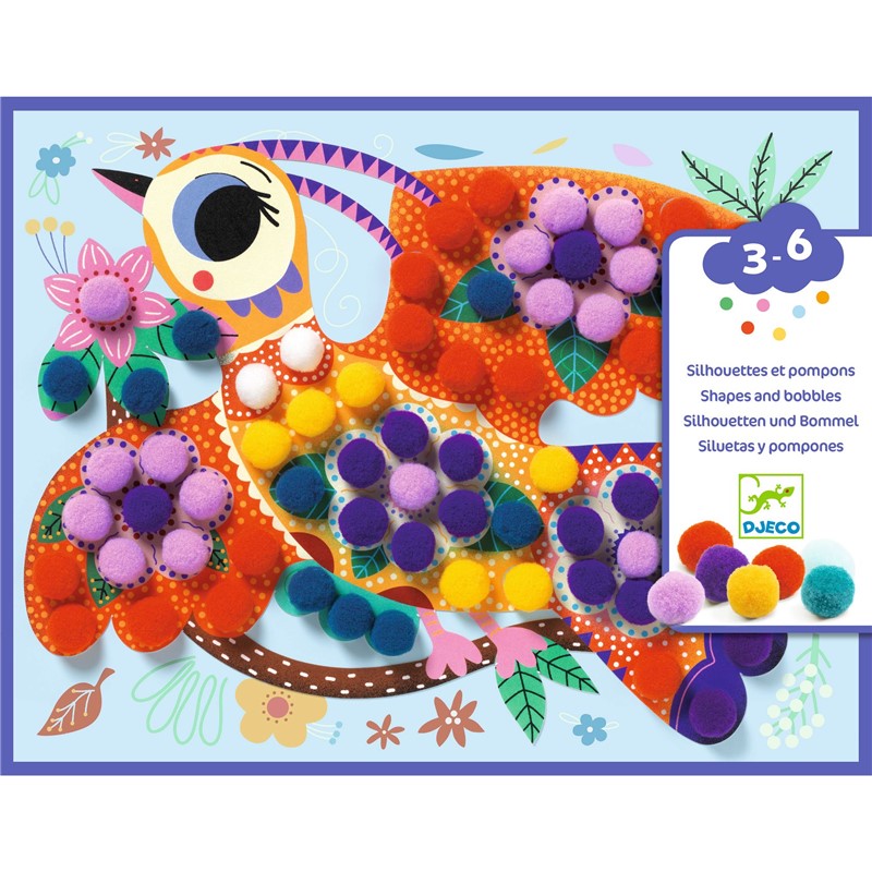 Collage Pájaros de pompones – Kit creativo infantil – Kulturdenda