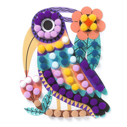 Collage Pájaros de pompones – Kit creativo infantil – Kulturdenda
