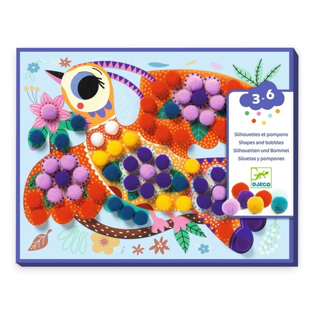 Collage Pájaros de pompones – Kit creativo infantil – Kulturdenda