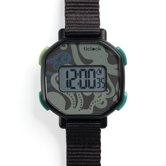 Reloj digital infantil Black Octopus – Resistente, multifunción y ajustable