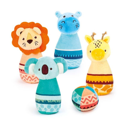 Juego de bolos animales Ludi – Peluches suaves para bebés