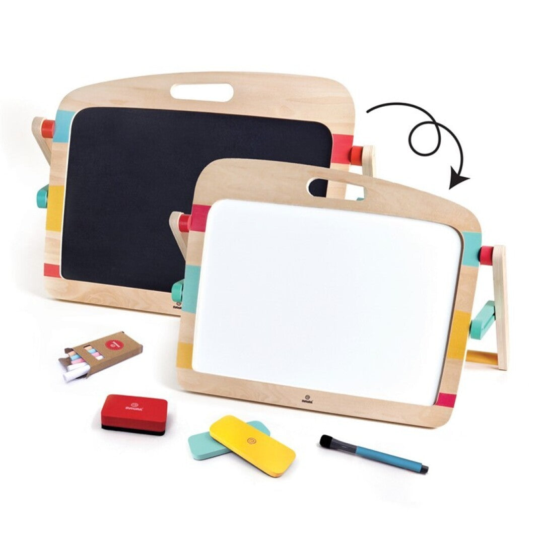 Pizarra con caballete de doble cara Flip & Draw – Caballete infantil de madera – Kulturdenda
