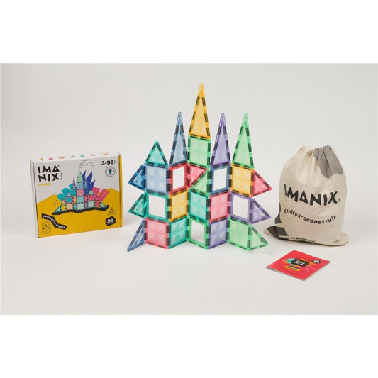 Imanix Pastel – Juego de construcción magnético colores pastel (36 piezas)