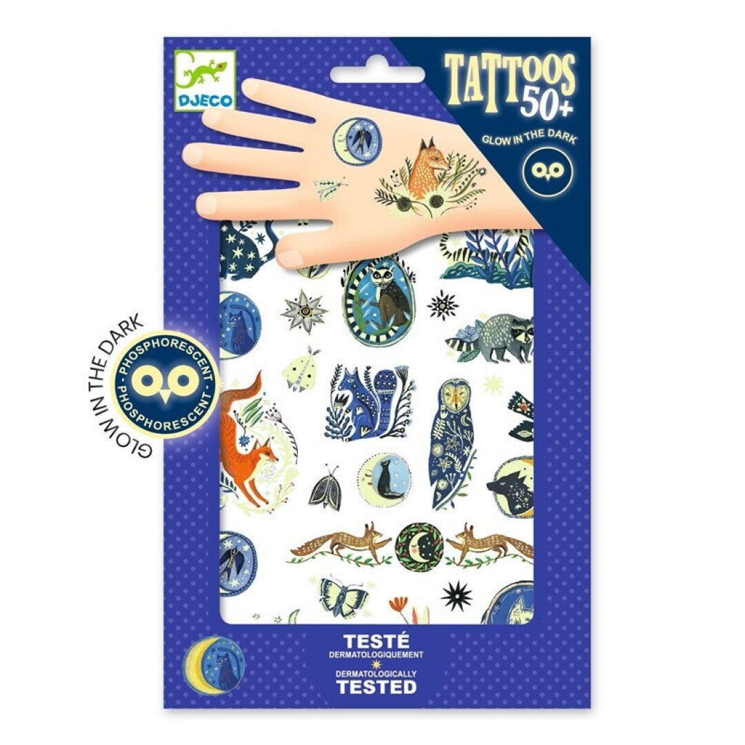 Tatuajes Temporales Fluorescentes Reflejos en la Noche para Niños – Brillan en la Oscuridad