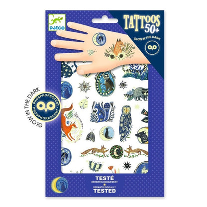 Tatuajes Temporales Fluorescentes Reflejos en la Noche para Niños – Brillan en la Oscuridad