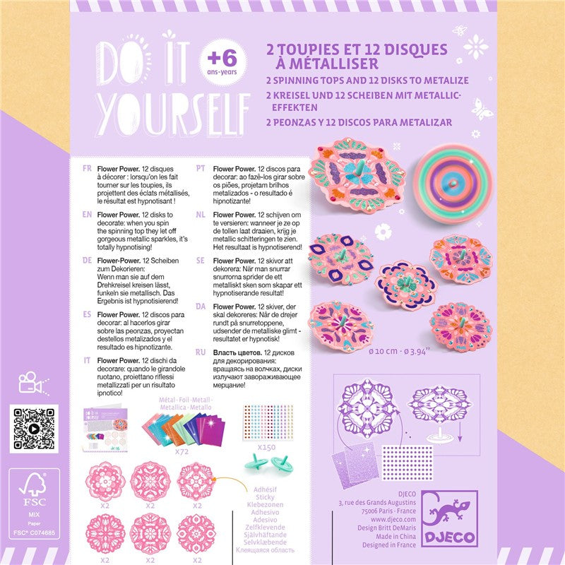 DIY Flower Power – Kit Creativo de Trompos Decorativos para Niños