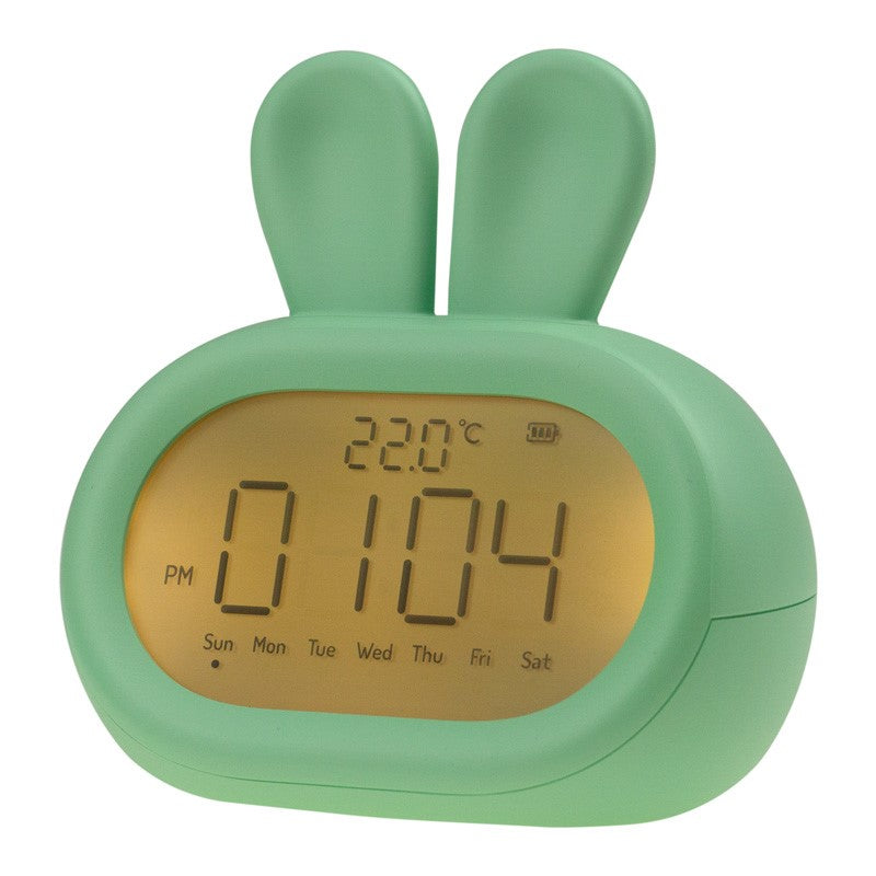 Despertador Infantil Conejito Verde – Luz Nocturna y Alarma