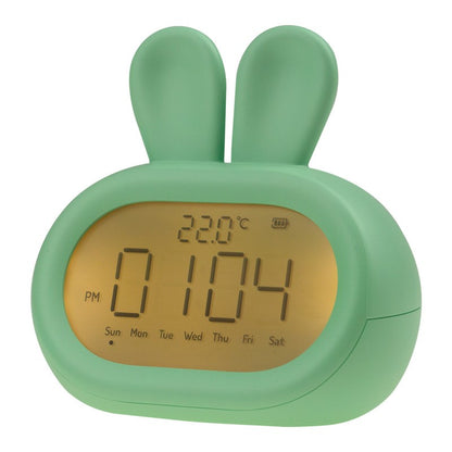 Despertador Infantil Conejito Verde – Luz Nocturna y Alarma