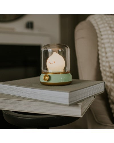 Lámpara de Noche Infantil LED Llama Verde – Luz Ambiental Regulable