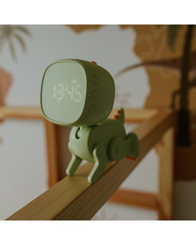 Despertador Infantil Robo-Dino Verde – Reloj Digital con Luz y Alarma