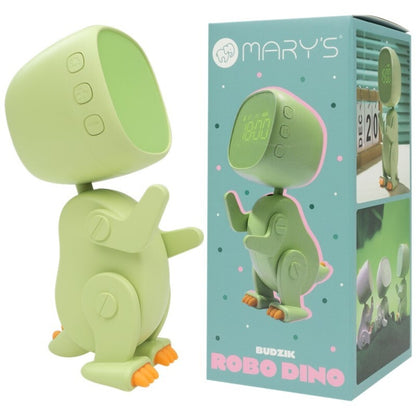 Despertador Infantil Robo-Dino Verde – Reloj Digital con Luz y Alarma