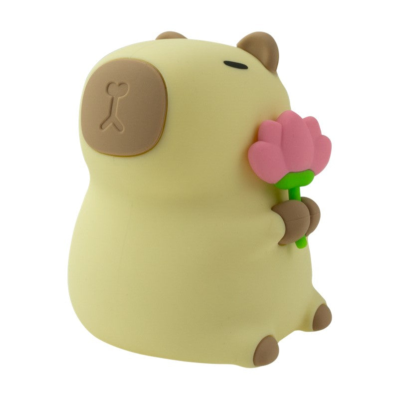 Lámpara de Noche Infantil Capibara con Flor LED RGB