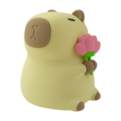 Lámpara de Noche Infantil Capibara con Flor LED RGB