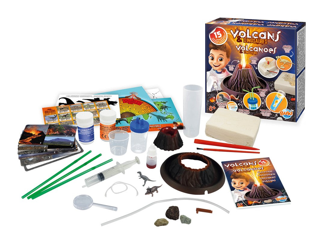 Kit volcán y dinosaurios Buki experimento científico