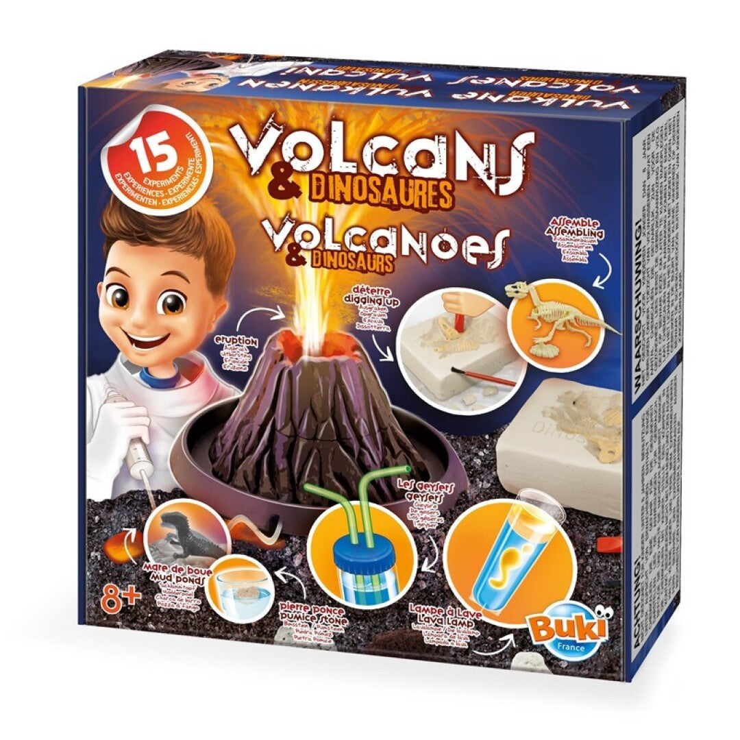 Kit volcán y dinosaurios Buki experimento científico