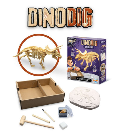 Kit excavación Triceratops Buki esqueleto dinosaurio