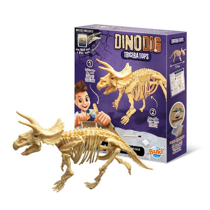 Kit excavación Triceratops Buki esqueleto dinosaurio