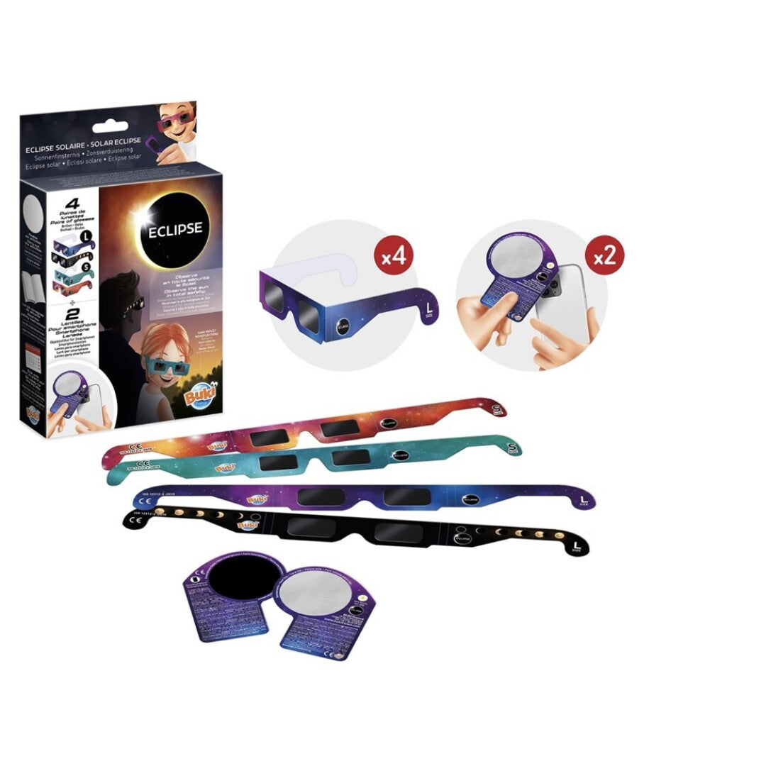 Buki Gafas para eclipses Pack familiar – Observación solar – Kulturdenda