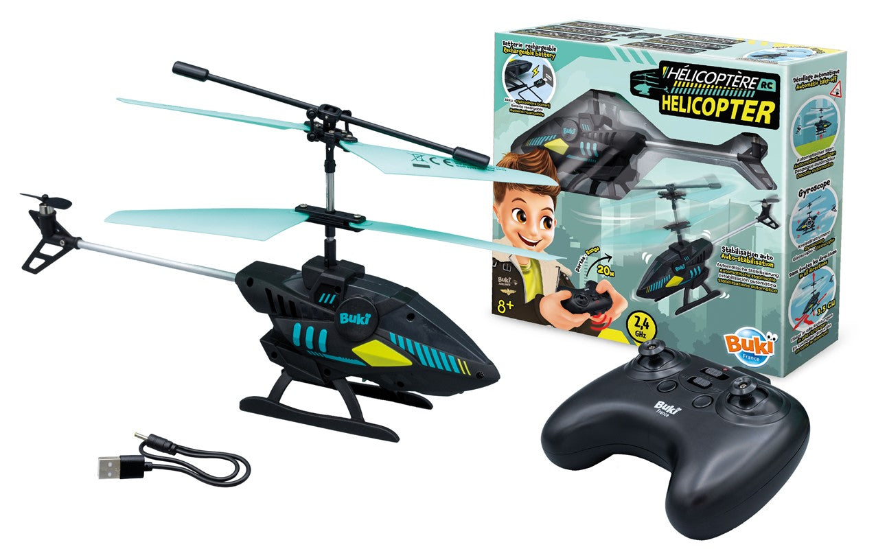 Helicóptero R/C Buki control remoto con luces y vuelo estable