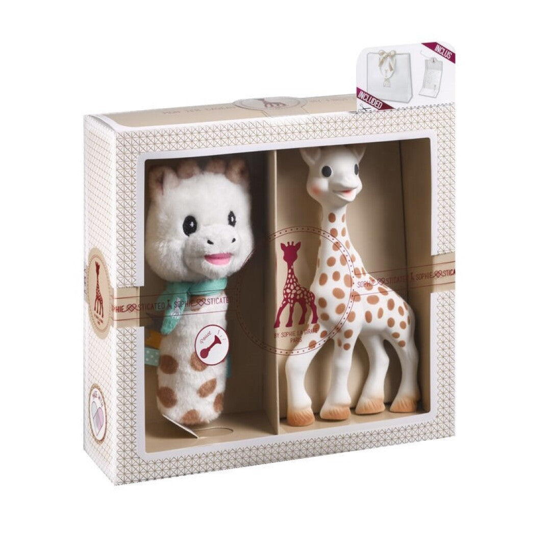 Mi primer set Sophie la girafe + sonajero de peluche – Set regalo para bebé – Kulturdenda