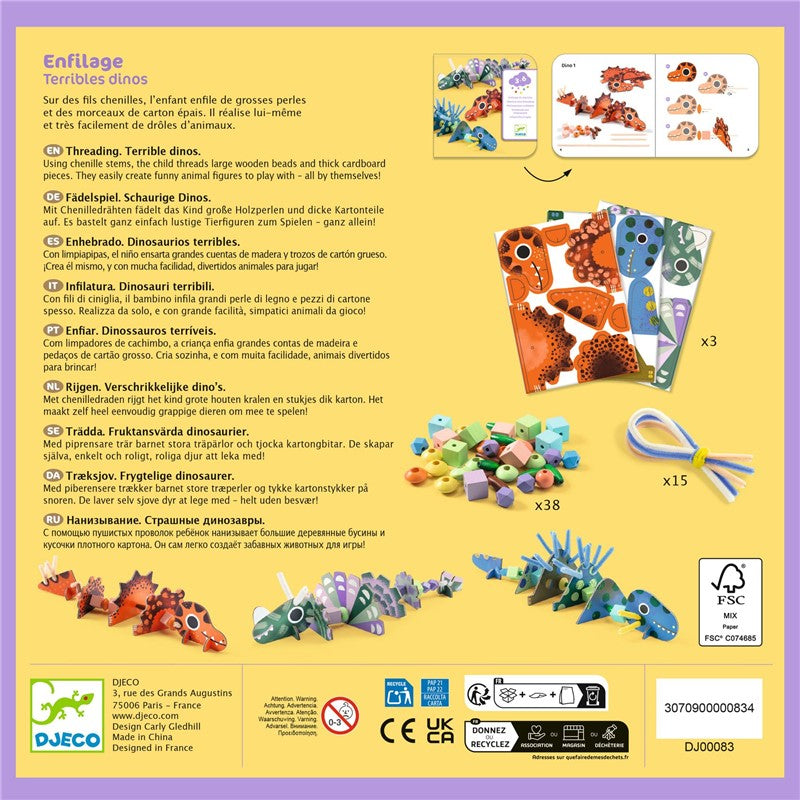 Ensartes Dinosaurios terribles – Kit de ensartar infantil – Kulturdenda