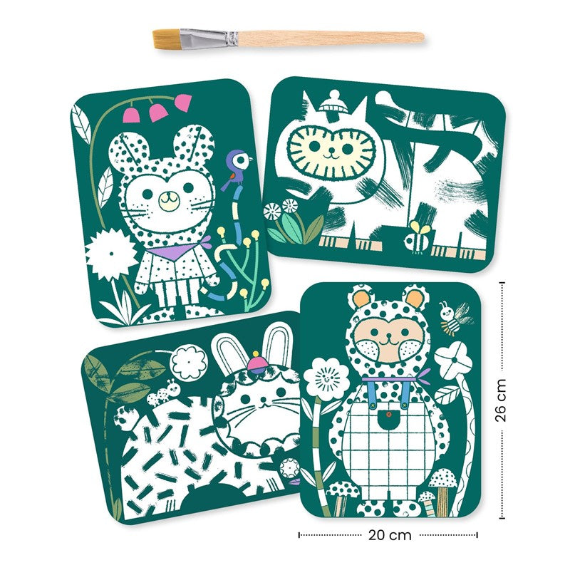 Pintura mágica para revelar Animales disfrazados – Actividad creativa infantil – Kulturdenda