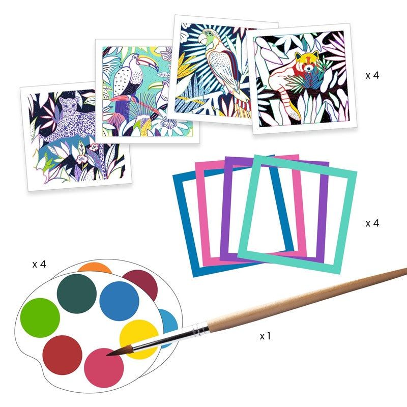 Tarjetas para pintar Selva – Actividad creativa infantil – Kulturdenda
