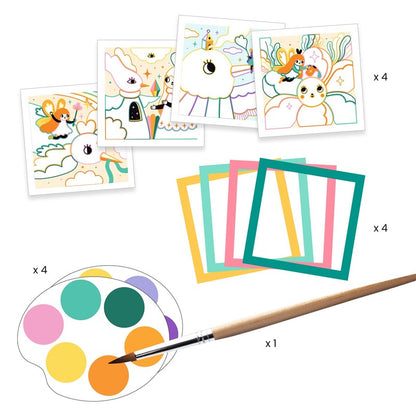 Tarjetas para pintar Jardín mágico – Actividad creativa infantil – Kulturdenda