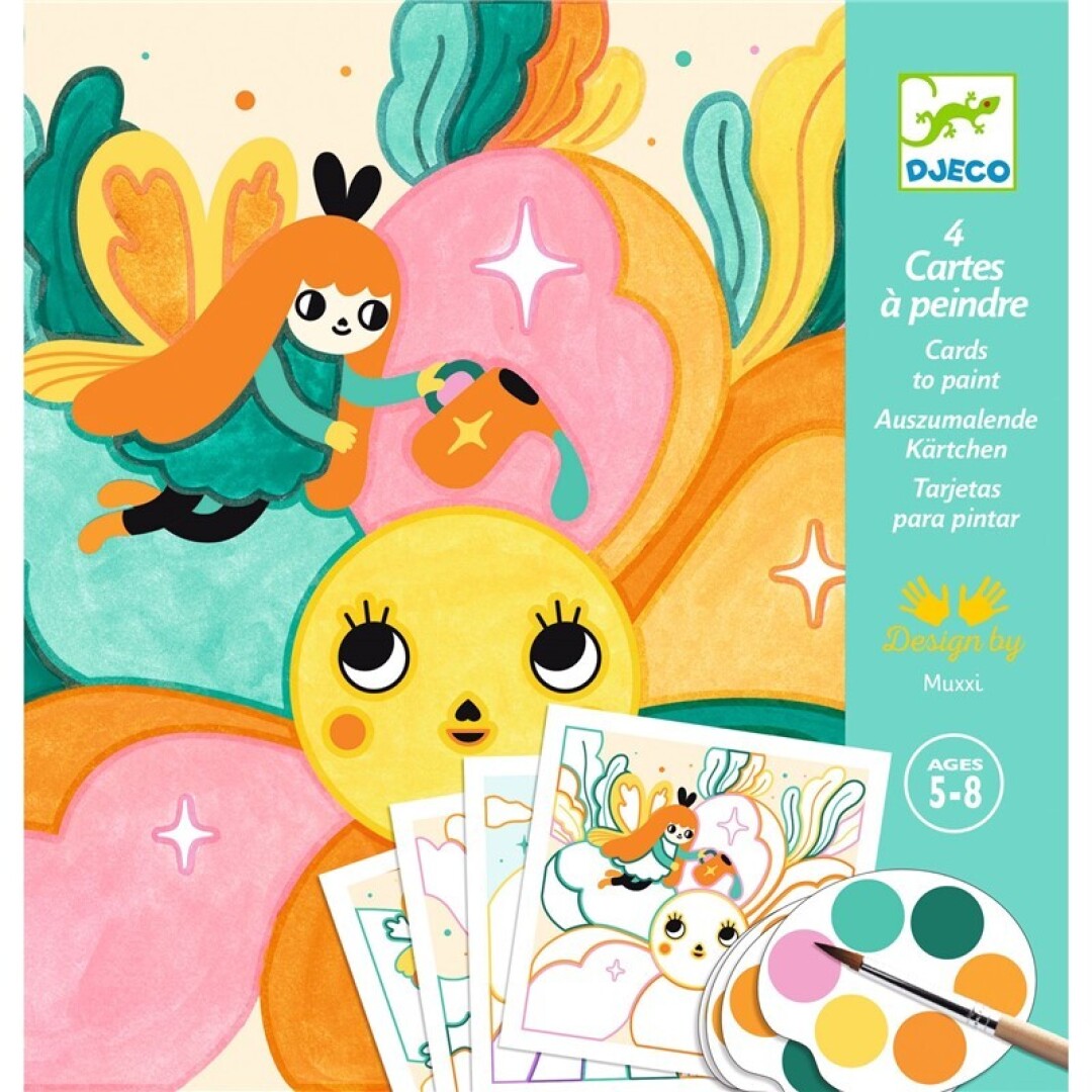 Tarjetas para pintar Jardín mágico – Actividad creativa infantil – Kulturdenda