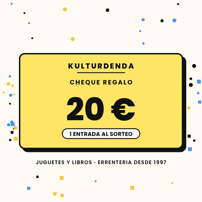 Cheque regalo de Kulturdenda de 20 euros, da 1 entrada al sorteo de juguetes
