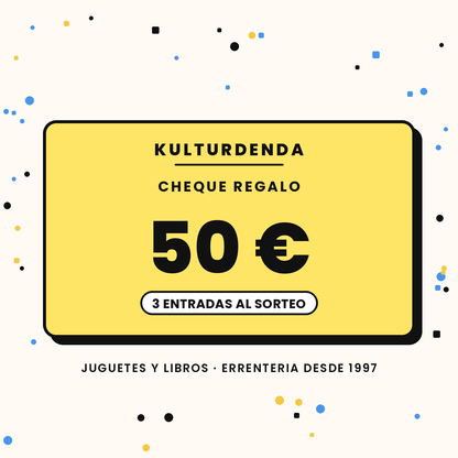 Cheque regalo de Kulturdenda de 50 euros, da 3 entradas al sorteo de juguetes