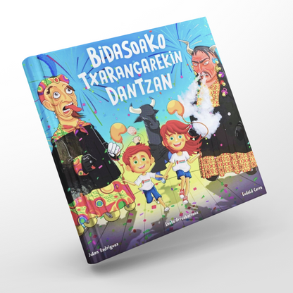 Pack Bidasoako txarangarekin dantzan – Camiseta + Maskuria + Libro "Bidasoako txarangarekin dantzan" (Euskera)