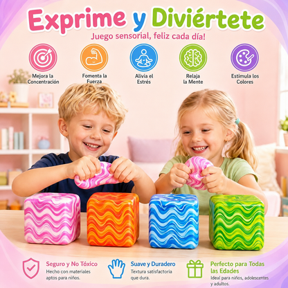 Cubos Squishy Antiestrés — Juguete Sensorial Blando para Apretar (Color y Modelo Aleatorio)
