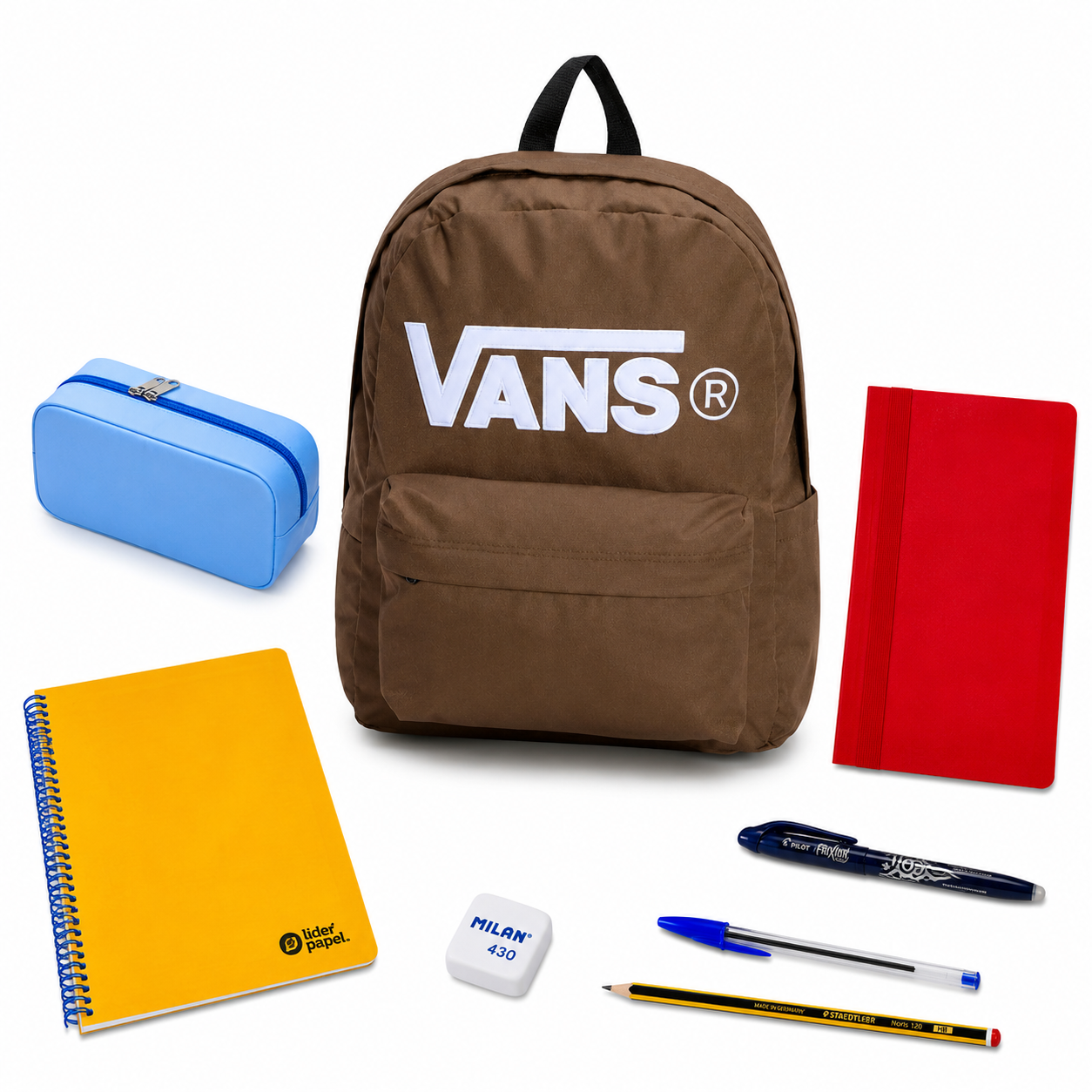 Pack Vuelta al Cole - Mochila Vans Old Skool Drop V Marrón + material escolar