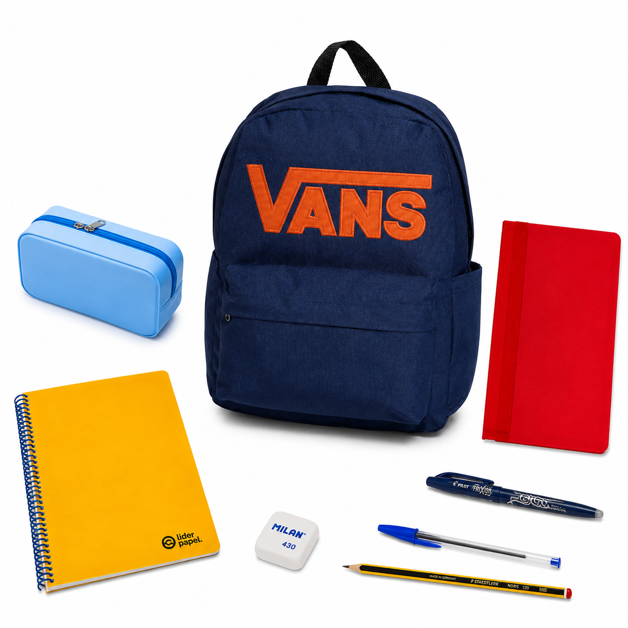 Pack Vuelta al Cole - Mochila Vans Old Skool Drop V Azul marino + material escolar