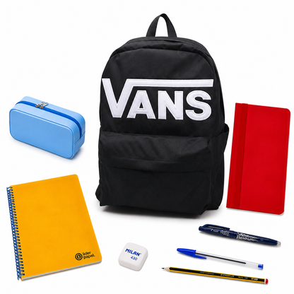Pack Vuelta al Cole - Mochila Vans Old Skool Drop V Negra + material escolar