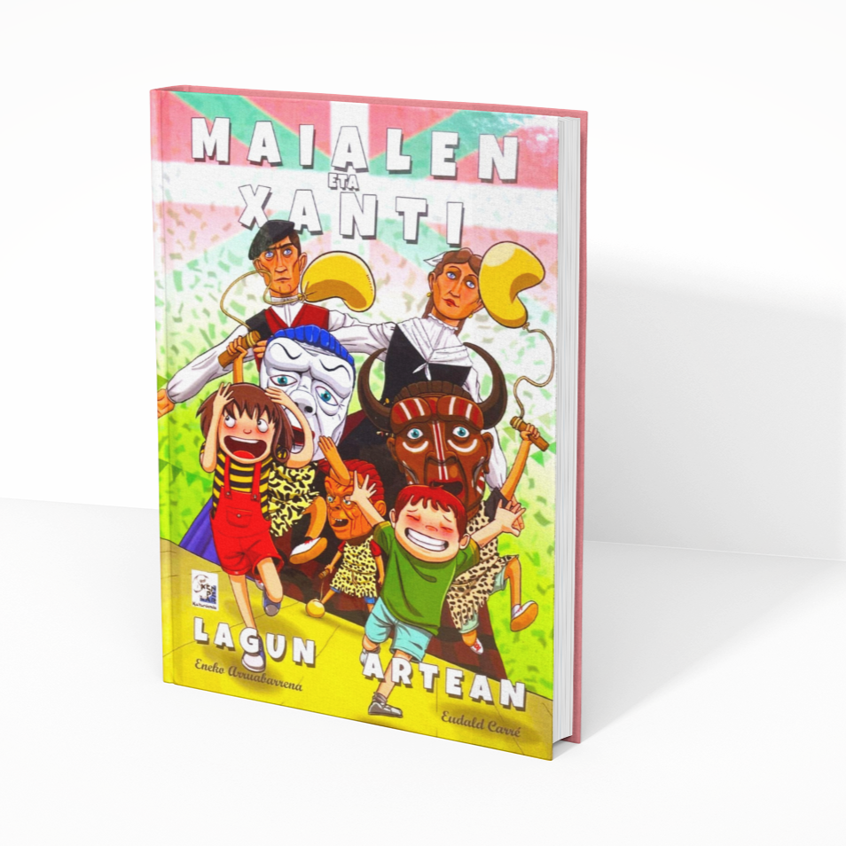 Pack Maialen eta Xanti lagun artean – Camiseta + Maskuria + Libro "Maialen eta Xanti lagun artean" (Euskera)