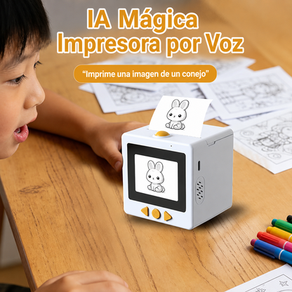 Mini Impresora Inteligente Infantil con IA y Pantalla HD 2,4” | Imprime Dibujos y Pegatinas Educativas