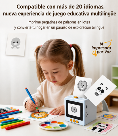 Mini Impresora Inteligente Infantil con IA y Pantalla HD 2,4” | Imprime Dibujos y Pegatinas Educativas